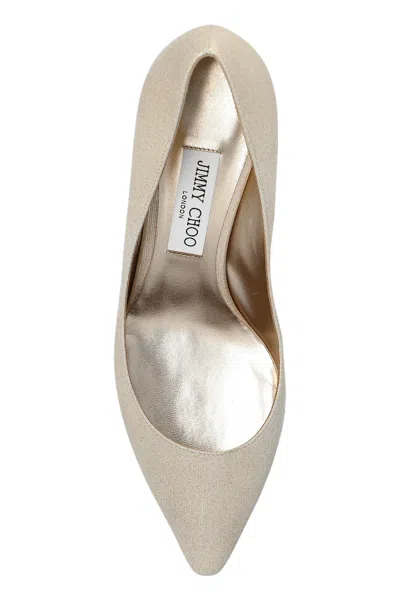 Jimmy Choo Romy Metallic Leather Pointed-toe Heels In Gray