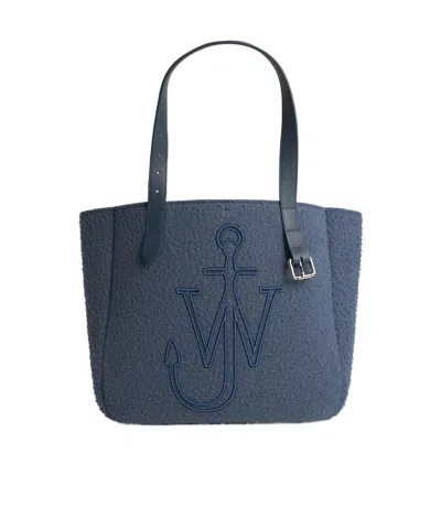 Jw Anderson Belt Tote Blue Boiled Wool Shoulder Bag