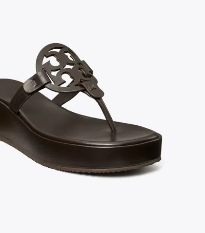 Tory Burch Wedge Thong Sandals Featuring Stud Detail In Brown
