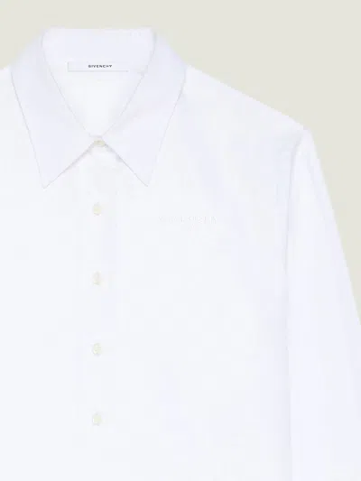 Givenchy Cotton Shirt Asymmetric Hemline Long Sleeves Buttoned Cuffs In White