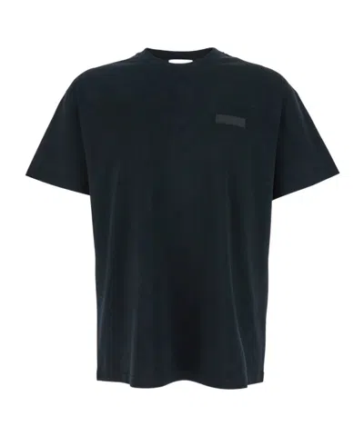 Givenchy Black Crewneck T-shirt With Logo Patch On The Front In Cotton Man
