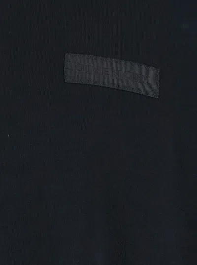 Givenchy Black Crewneck T-shirt With Logo Patch On The Front In Cotton Man