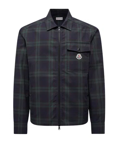 Moncler Cotton Gabarine Shirt Jacket With Check Pattern In Multi
