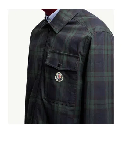 Moncler Cotton Gabarine Shirt Jacket With Check Pattern In Multi