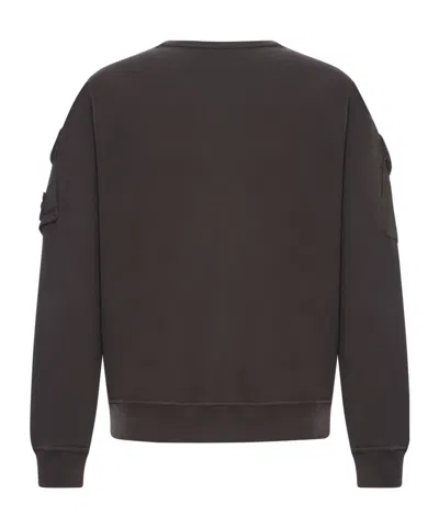 Stone Island Logo Crewneck Sweatshirt In Brown