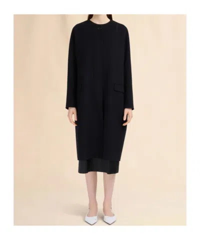 Marni Short Black Coat With Concealed Button Closure