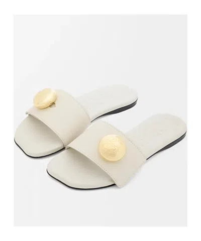 Loewe Slippers Pebble In Pelle Gesso  Donna