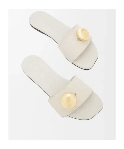 Loewe Slippers Pebble In Pelle Gesso  Donna