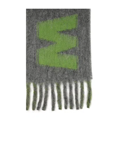 Marni Soft Fringed Striped Scarf In Gray