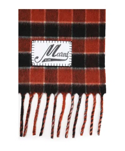 Marni Double-face Wool Scarf Scarves And Foulards Orange In Brown