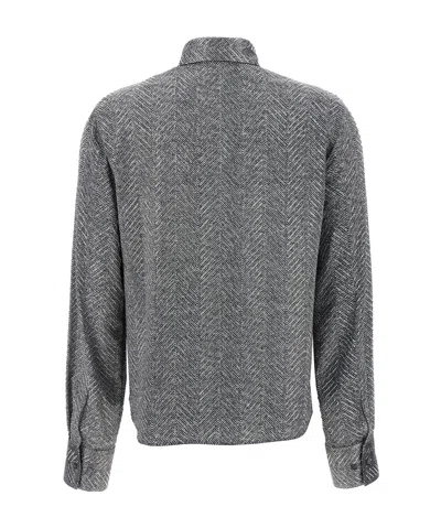 Ermanno Scervino Rhinestone-embellishment Herringbone Shirt In Gray