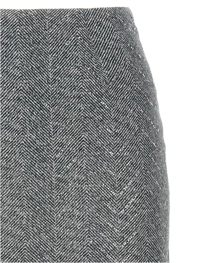 Ermanno Scervino Embellished High Waist Chevron Skirt In Gray