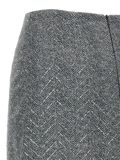 Ermanno Scervino Embellished High Waist Chevron Skirt In Gray