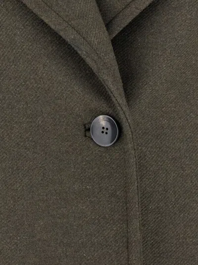 Blumarine Green Coat With Classic Lapels And Removable Collar In Wool Blend Woman In Green