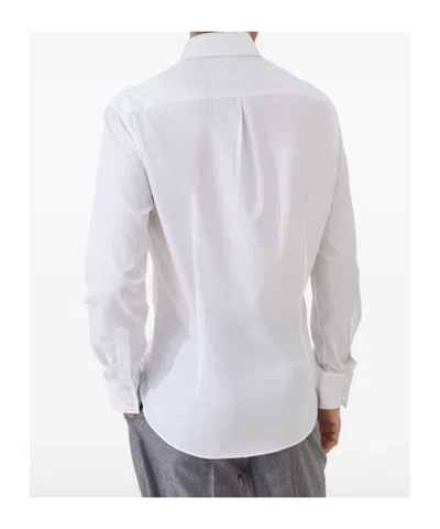 Brunello Cucinelli Spread-collar Long-sleeve Shirt In White