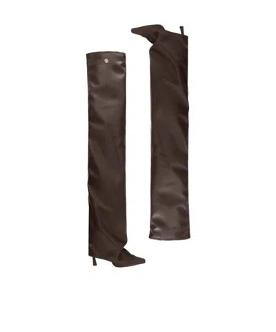 Attico Thigh High Boot Robin Otk In Brown