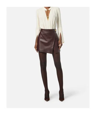 Elisabetta Franchi Asymmetrical Leather Mini Skirt