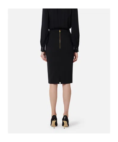 Elisabetta Franchi Skirt In Crêpe Fabric With Jewel Logo In Black