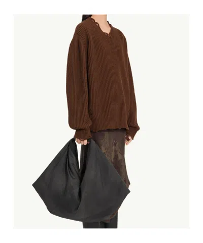 Mm6 Maison Margiela Mm6 V-neck Sweater Brown Melange