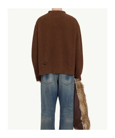 Mm6 Maison Margiela Mm6 V-neck Sweater Brown Melange