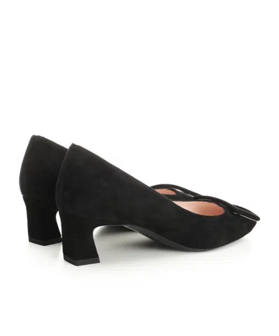 Roger Vivier 70mm Buckle-embellished Suede Pumps In Black