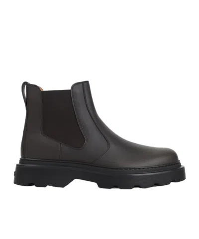 Tod's Chunky Sole Leather Ankle Boots With Elastic Panels In Multi