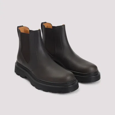 Tod's Chunky Sole Leather Ankle Boots With Elastic Panels In Multi