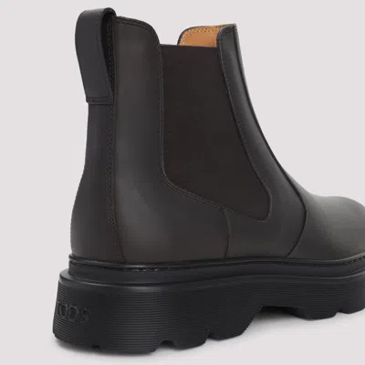 Tod's Chunky Sole Leather Ankle Boots With Elastic Panels In Multi
