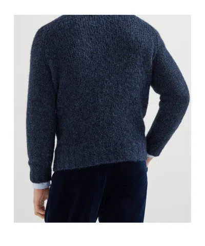 Brunello Cucinelli Long Sleeve Wool Cashmere Sweater In Blue