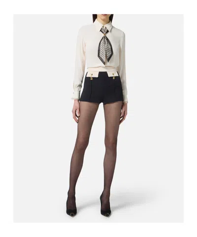 Elisabetta Franchi Blouse In Georgette Fabric With Foulard Scarf Neck In White