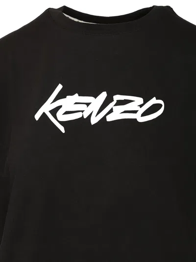 Kenzo Logo Printed Crewneck T-shirt In Black