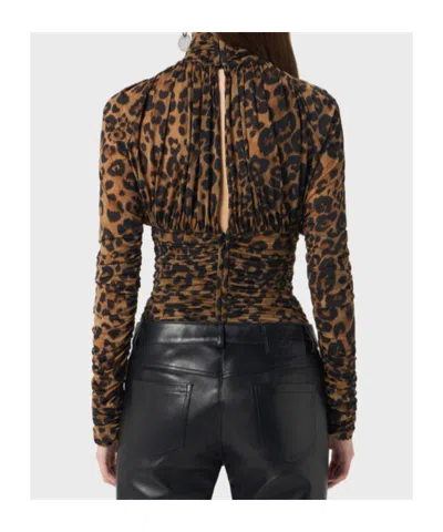 Blumarine Leopard-print Ruched Bodysuit In Brown