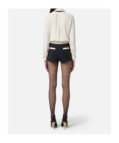 Elisabetta Franchi Blouse In Georgette Fabric With Foulard Scarf Neck In White