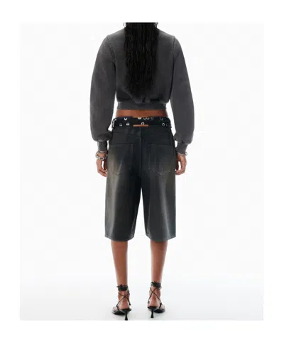 Alexander Wang Black Cotton Terry Shrunken Cardigan