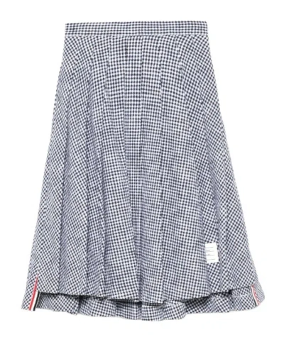 Thom Browne Pleated Tweed Midi Skirt In Gray