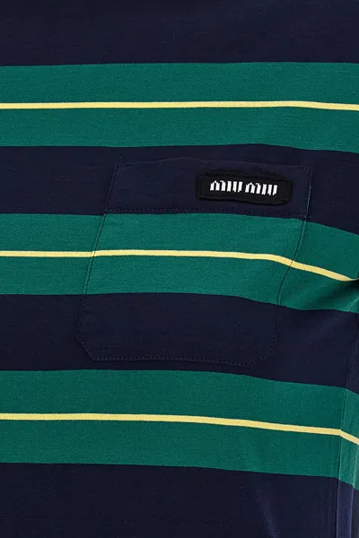 Miu Miu T-shirt Aderente In Cotone A Righe In Multi