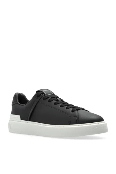 Balmain B Court Sneakers In Black Calfskin In Black