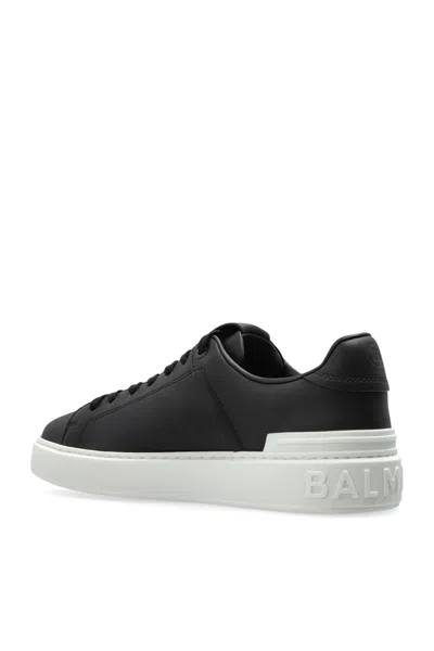 Balmain B Court Sneakers In Black Calfskin In Black