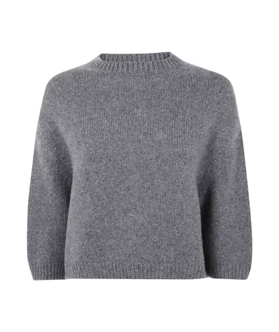 Khaite Long-sleeved Knitted Sweater In Gray