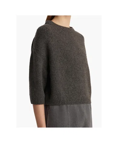 Khaite Long-sleeved Knitted Sweater In Gray