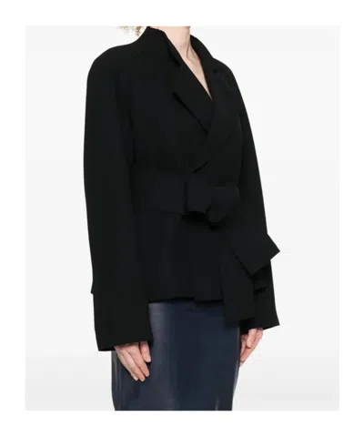 Khaite Edith Long-sleeved Belted Jacket In Black