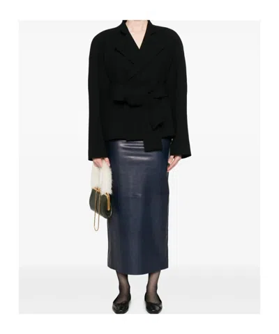 Khaite Edith Long-sleeved Belted Jacket In Black