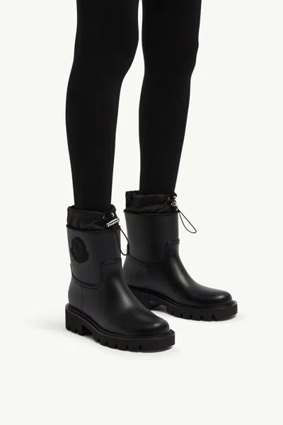 Moncler Kickstream Rubber Wellington Ankle Boots In Black