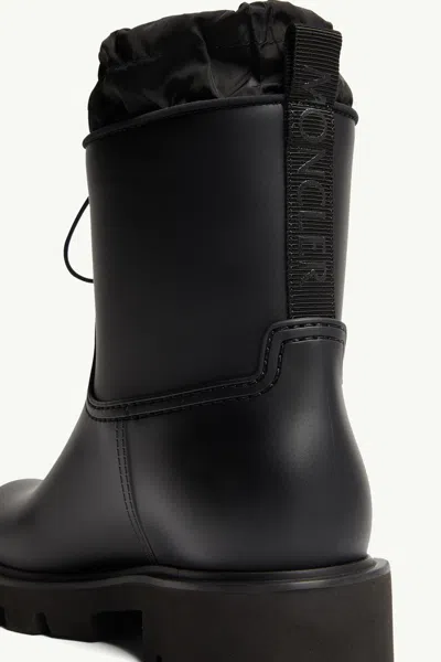 Moncler Kickstream Rubber Wellington Ankle Boots In Black