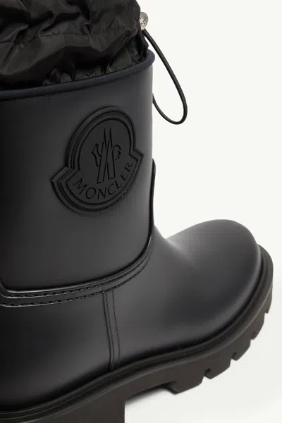 Moncler Kickstream Rubber Wellington Ankle Boots In Black