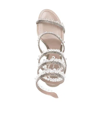 René Caovilla Stiletto High Heel Sandals In Silver