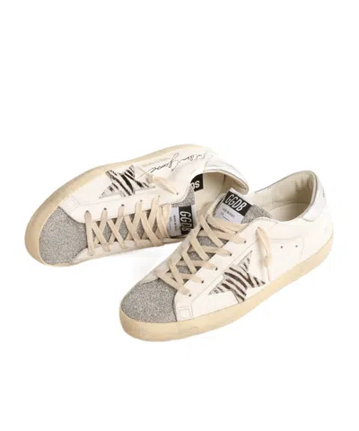 Golden Goose Super-star Ltd With Silver Swarovski Crystal Tongue In Neutral