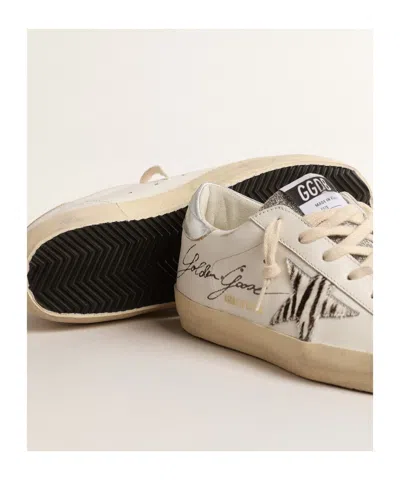 Golden Goose Super-star Ltd With Silver Swarovski Crystal Tongue In Neutral