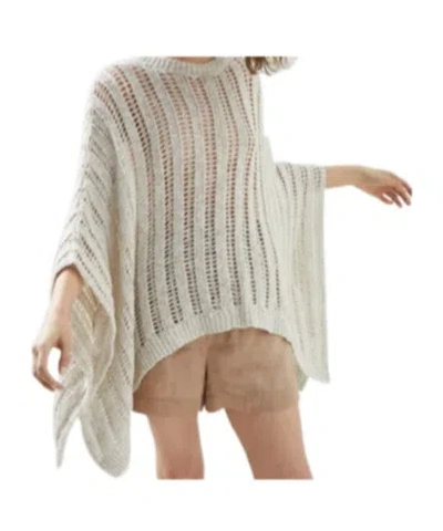 Brunello Cucinelli Ribbed Open Knit Poncho In Neutral