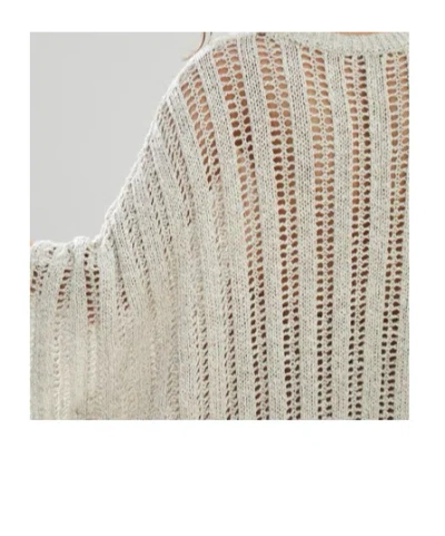 Brunello Cucinelli Ribbed Open Knit Poncho In Neutral